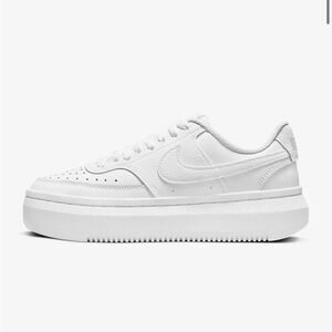 Nike Court Vision Alta Leather platform sneakers in triple white